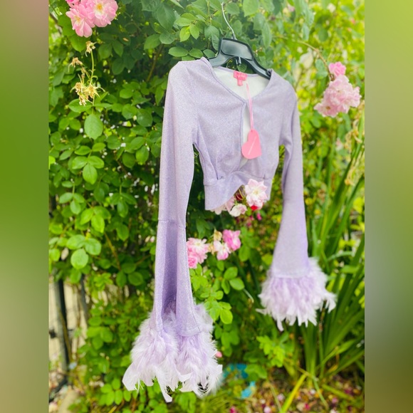 Dolls Kill | Sugar Thrillz | Flights Of Fancy Bell Sleeve Crop Top - Picture 2 of 4